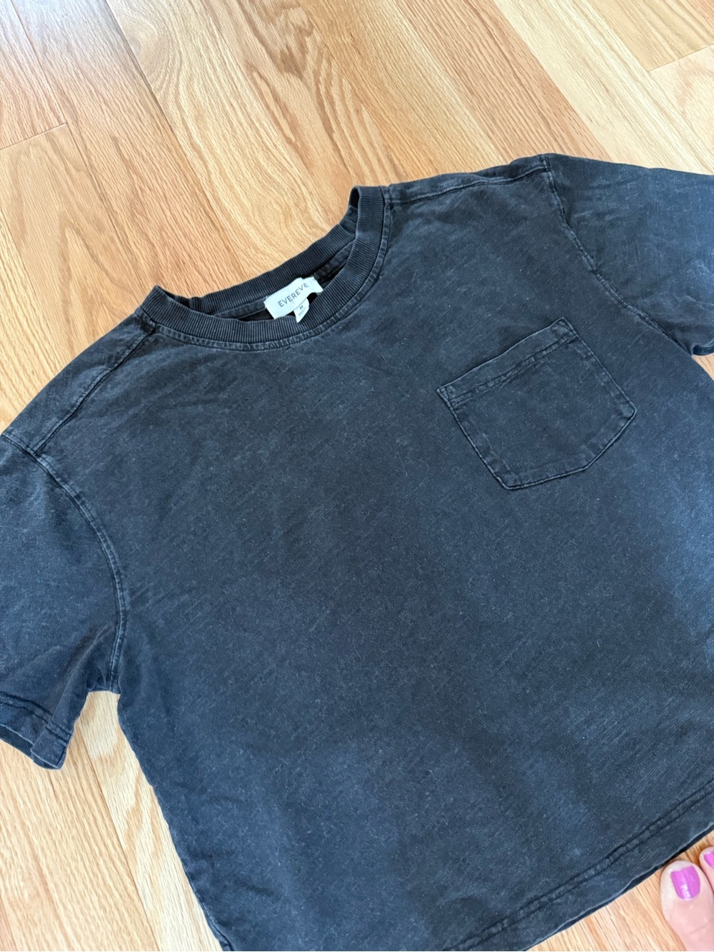 Evereve Washed Black Crewneck Tee